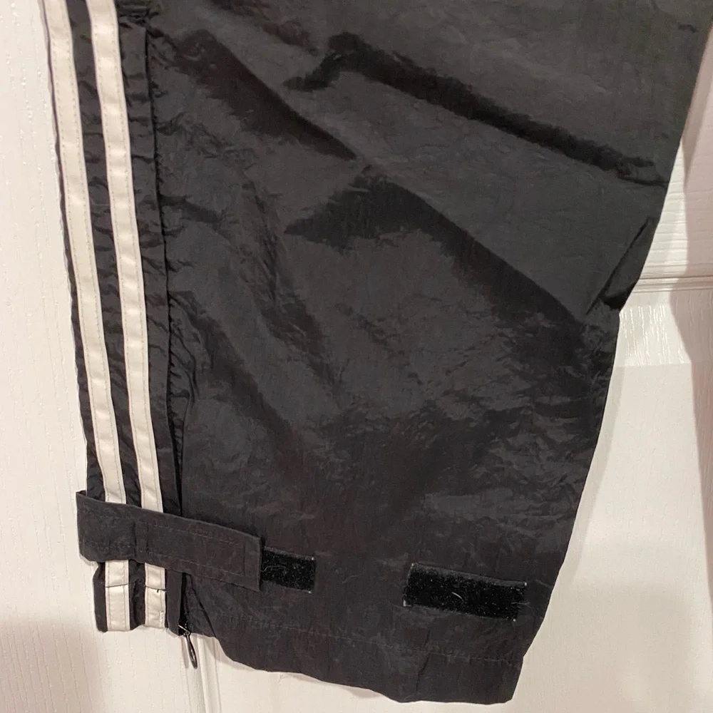 90s Y2K Adidas 3 Stripe Windbreaker Track Pants Vintage Black White Men’s Medium